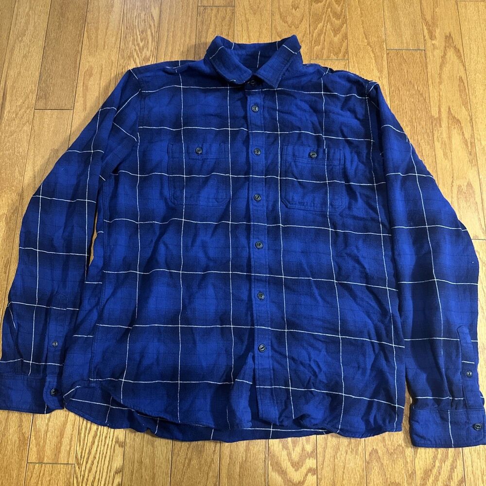 Gap Mens Blue Plaid Long Sleeve Button Down Shirt Size XL